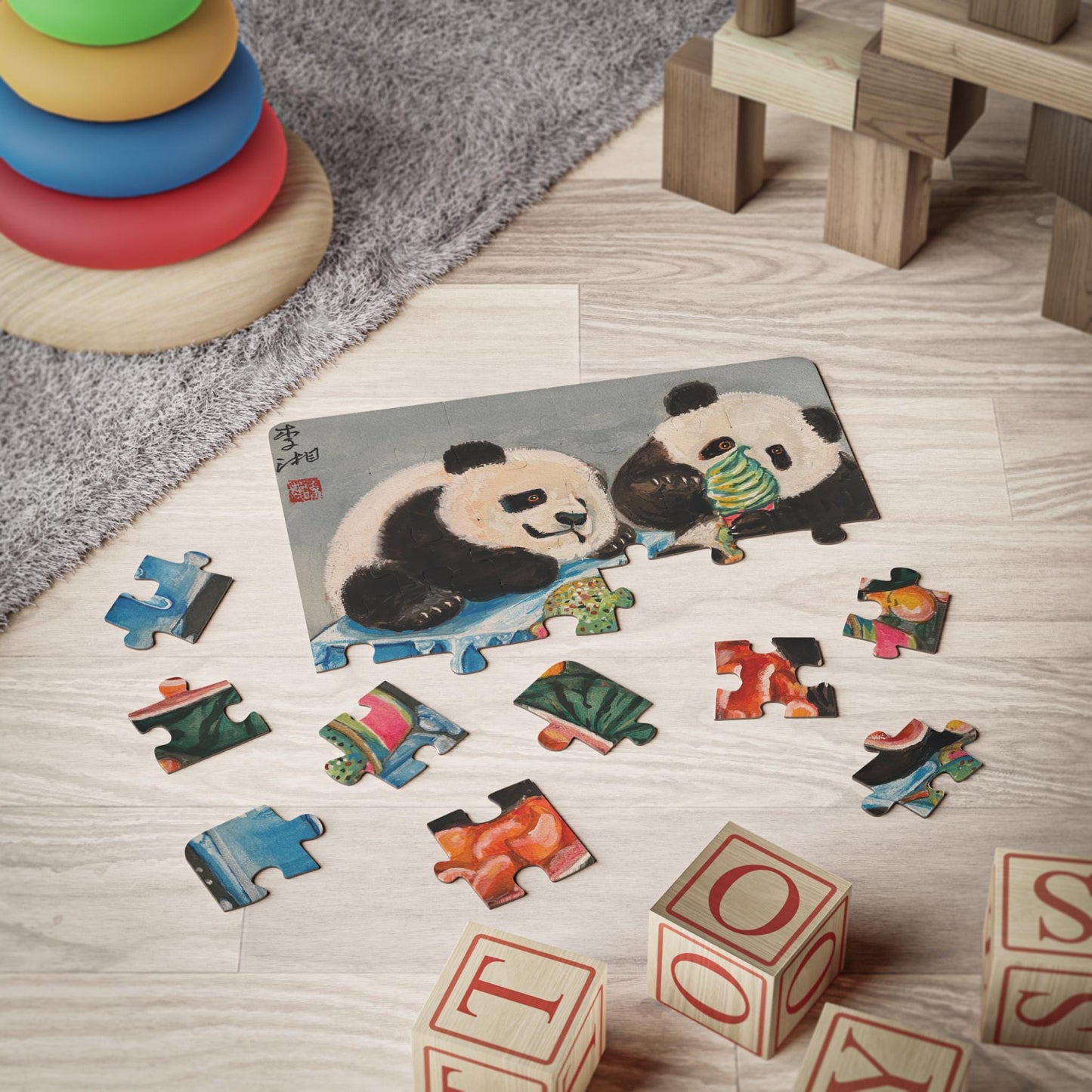 Pandas Sharing Ice Cream Kids Puzzle 30-piece