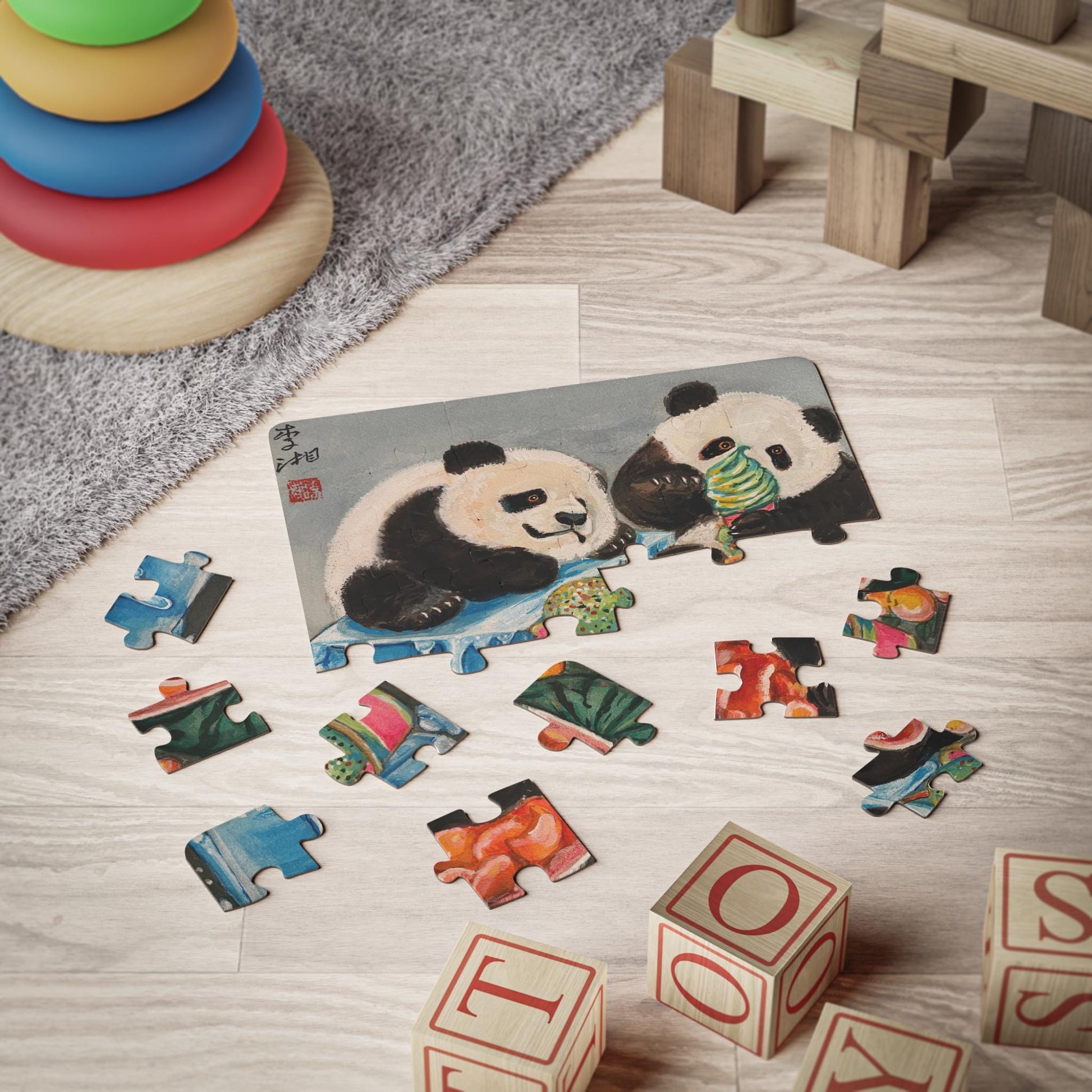 Pandas Sharing Ice Cream Kids Puzzle 30-piece