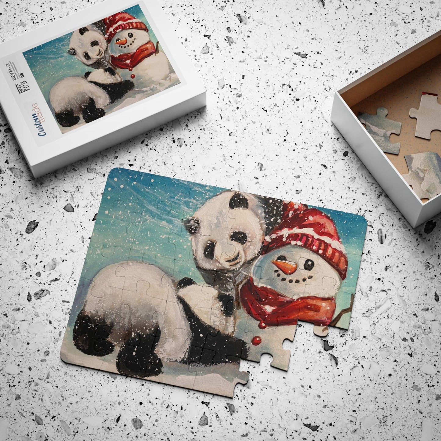 Panda and Snowman Kids Puzzle 30-Piece | Winter Animal Jigsaw