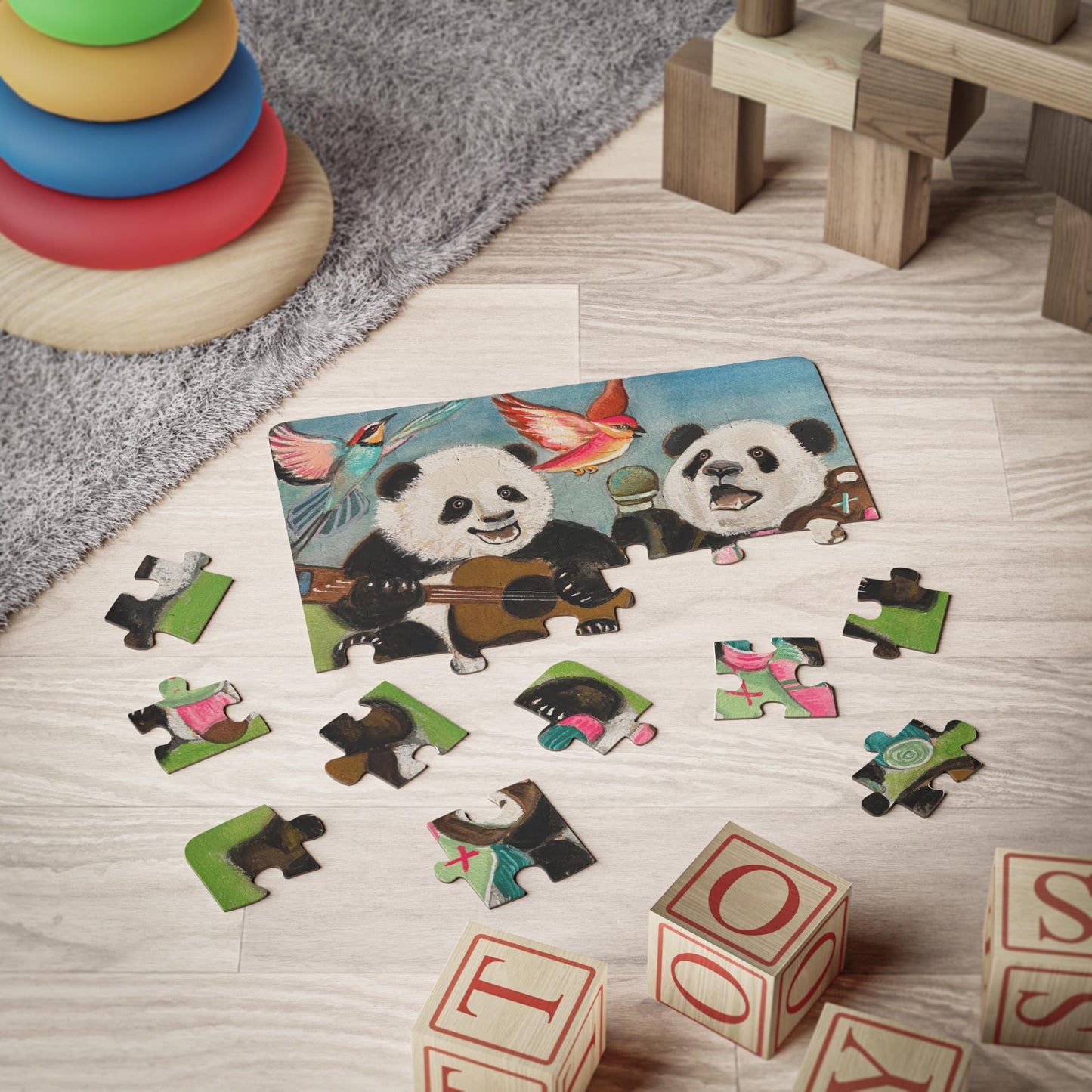 Singing Panda Playing Guitar Duo Kids Puzzle, 30-Piece | Animal Music Jigsaw