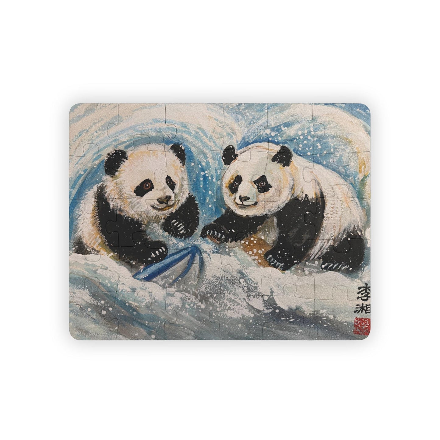Pandas Playing and Surfing in Snow | Kids Puzzle
