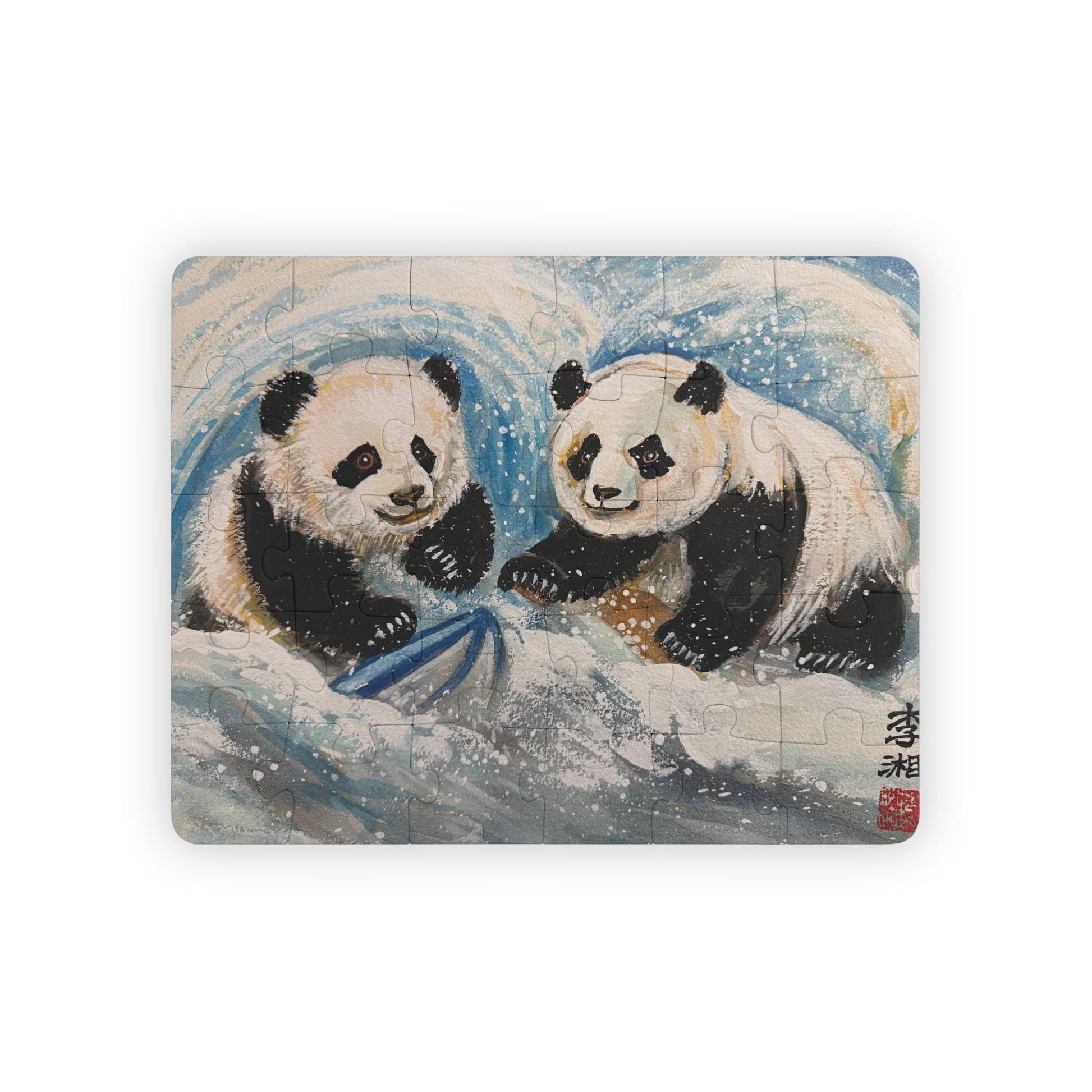 Pandas Playing and Surfing in Snow | Kids Puzzle