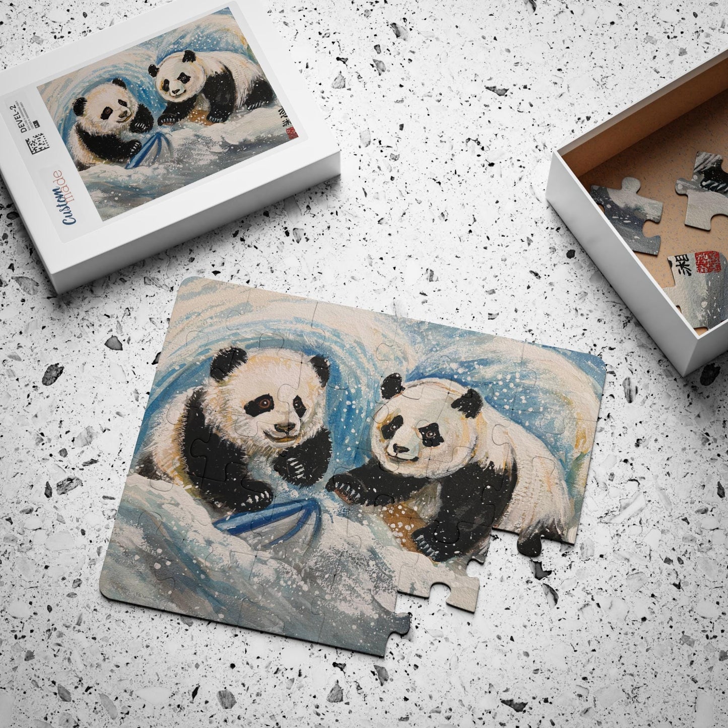 Pandas Playing and Surfing in Snow | Kids Puzzle