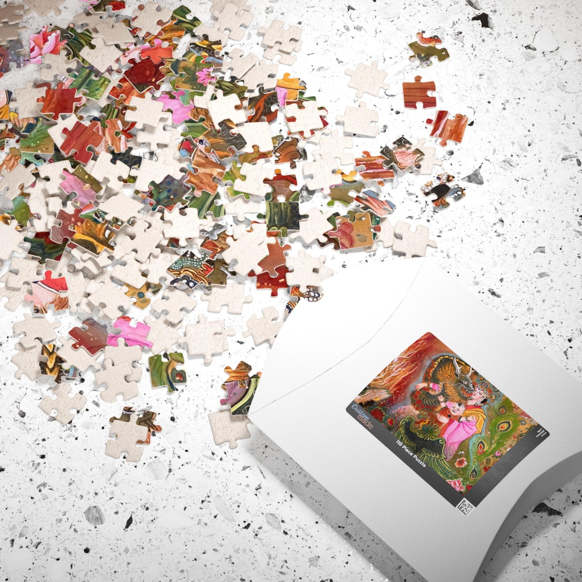 Asian Mythical Dragon Goddess Puzzle 520-Piece | Temple Art Jigsaw | Chinese Empress | Watercolor