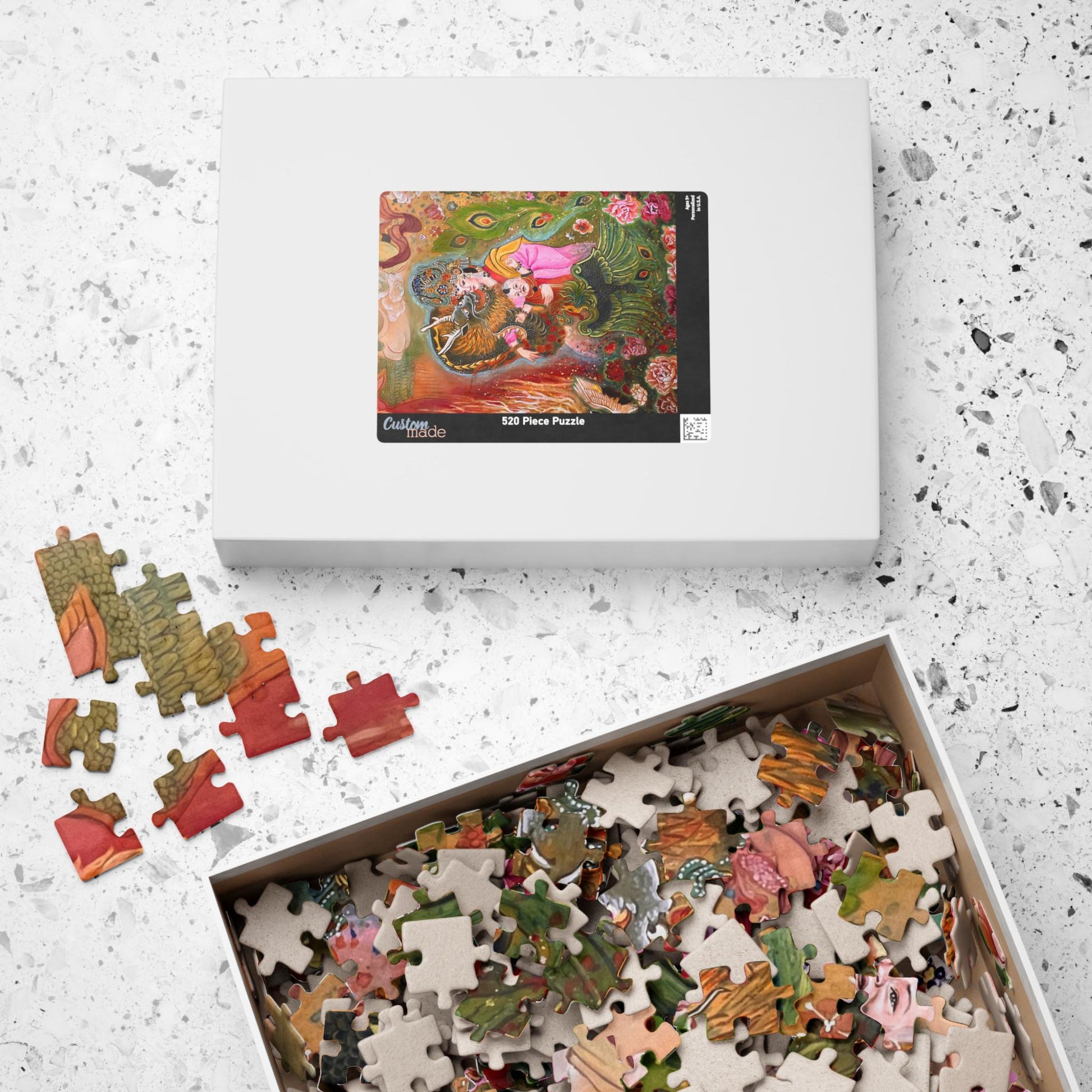 Asian Mythical Dragon Goddess Puzzle 520-Piece | Temple Art Jigsaw | Chinese Empress | Watercolor
