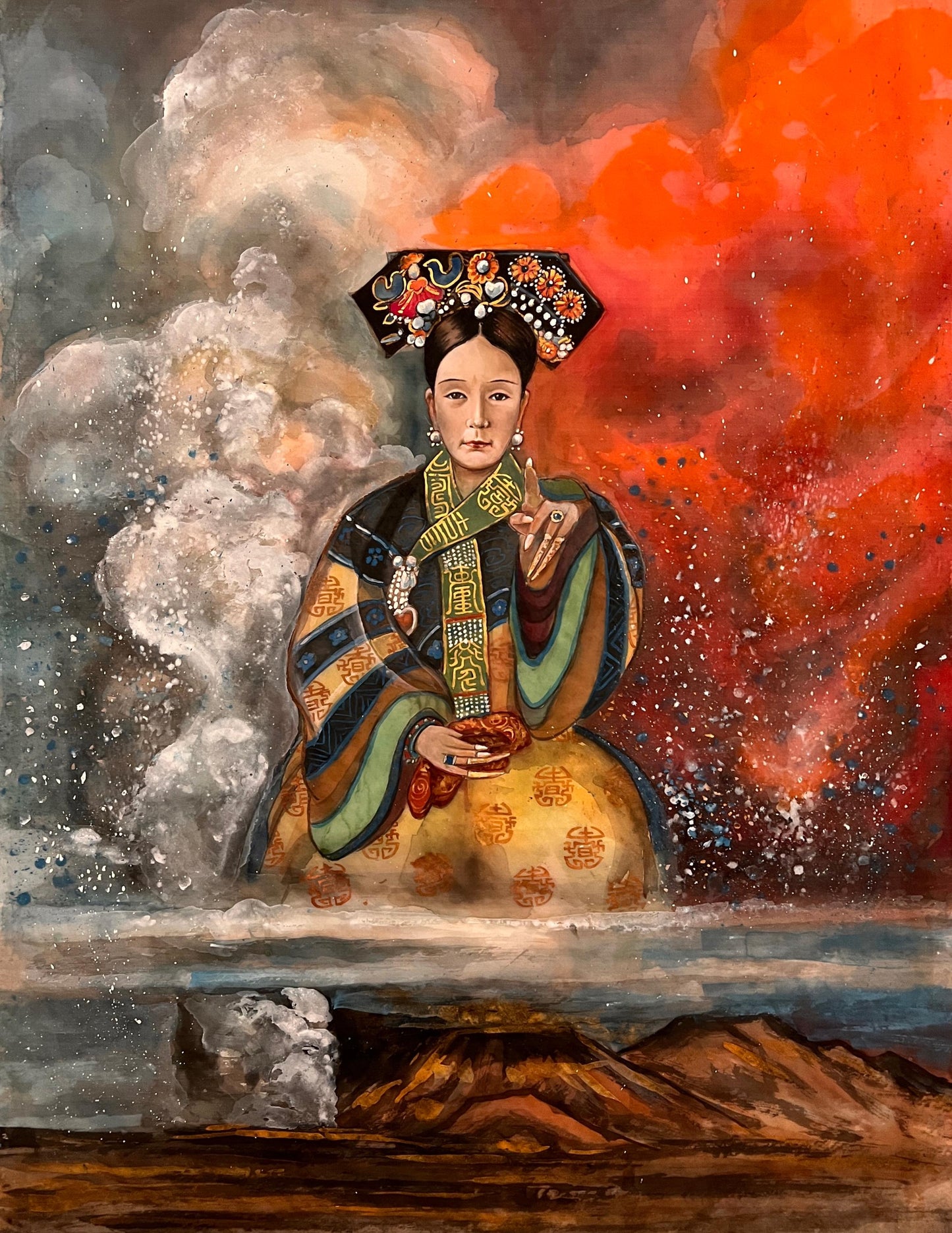 Chinese Empresses Coloring Book Original Design by Xiang Li Watercolor on Silk