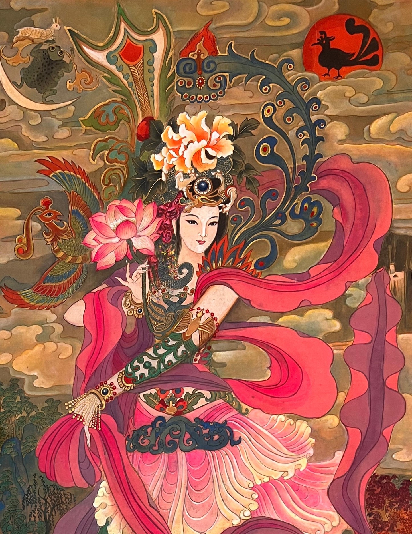 Chinese Empresses Coloring Book Original Design by Xiang Li Watercolor on Silk
