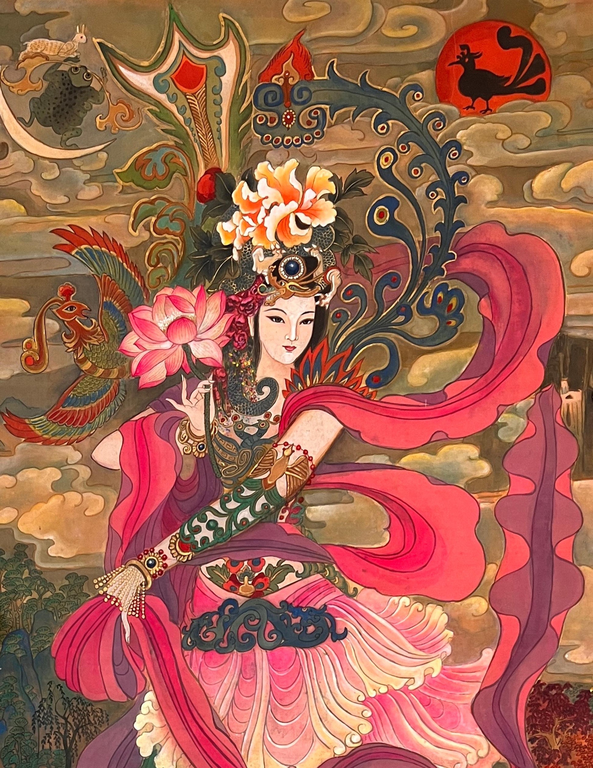 Chinese Empresses Coloring Book Original Design by Xiang Li Watercolor on Silk