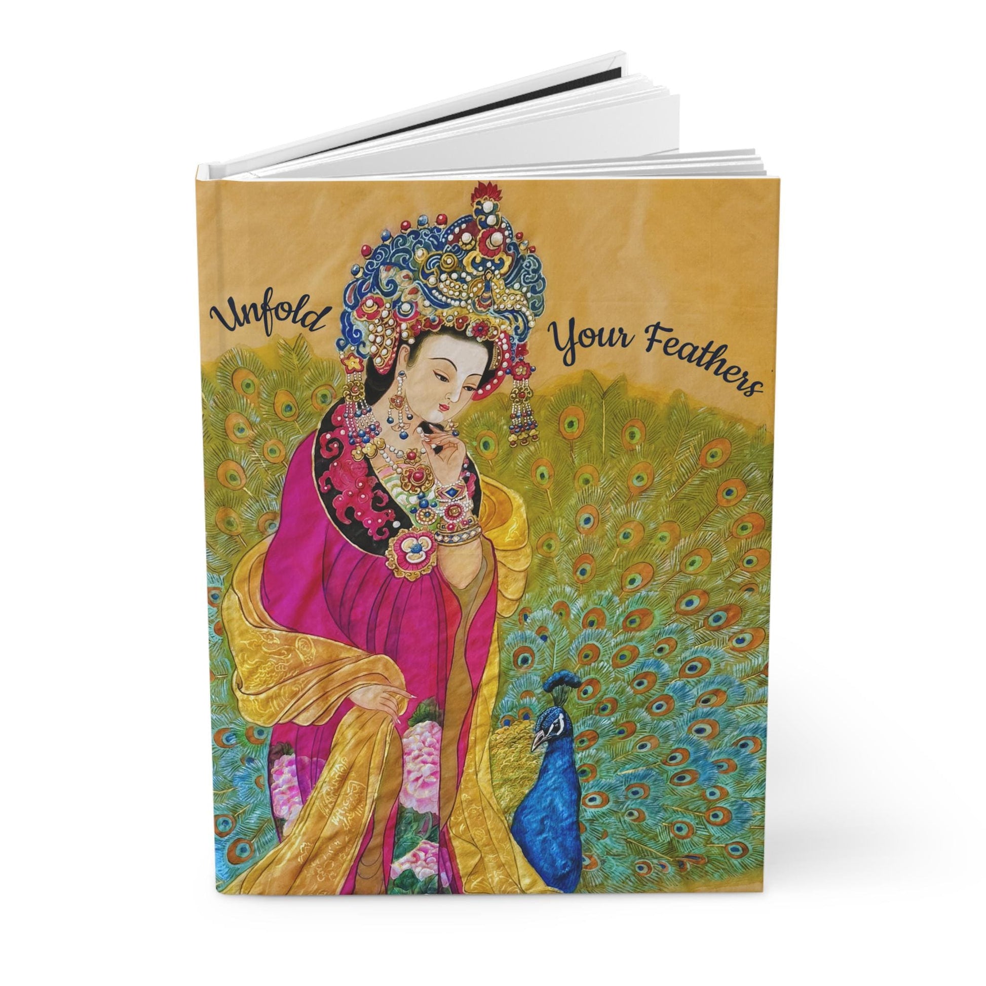 Chinese Empress & Peacock Painting Hardcover Journal | Unfold Your Feathers | Asian Watercolor Art by Xiang Li