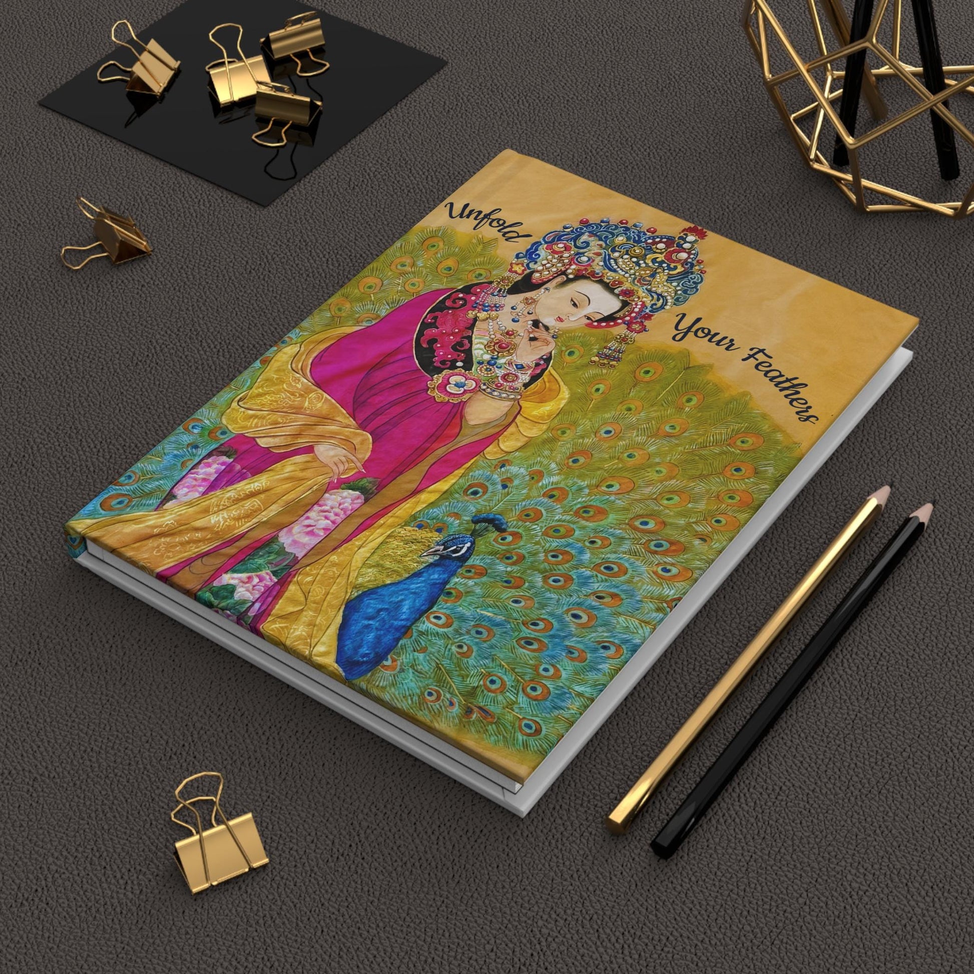 Chinese Empress & Peacock Painting Hardcover Journal | Unfold Your Feathers | Asian Watercolor Art by Xiang Li