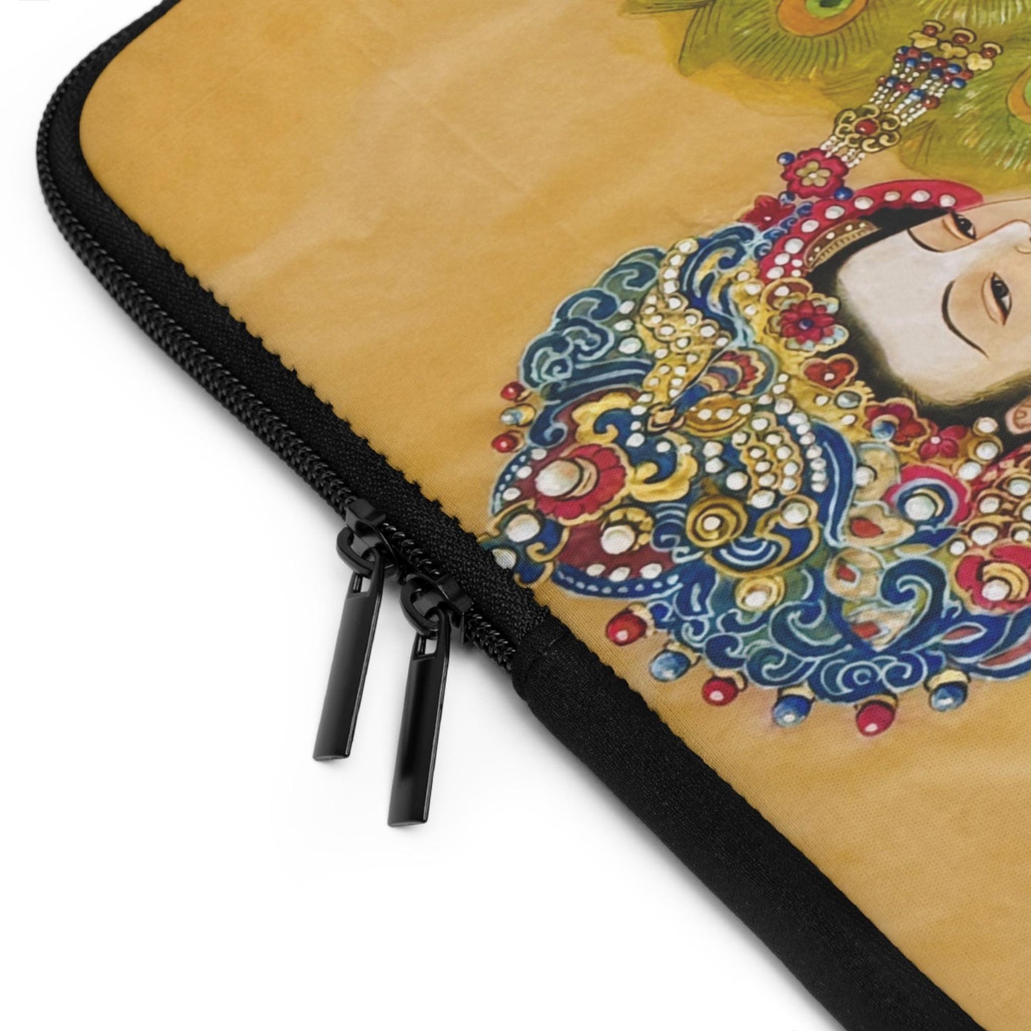 Empress watercolor art print Laptop Sleeve | Ancient Chinese Princess, Queen with colorful peacock motif