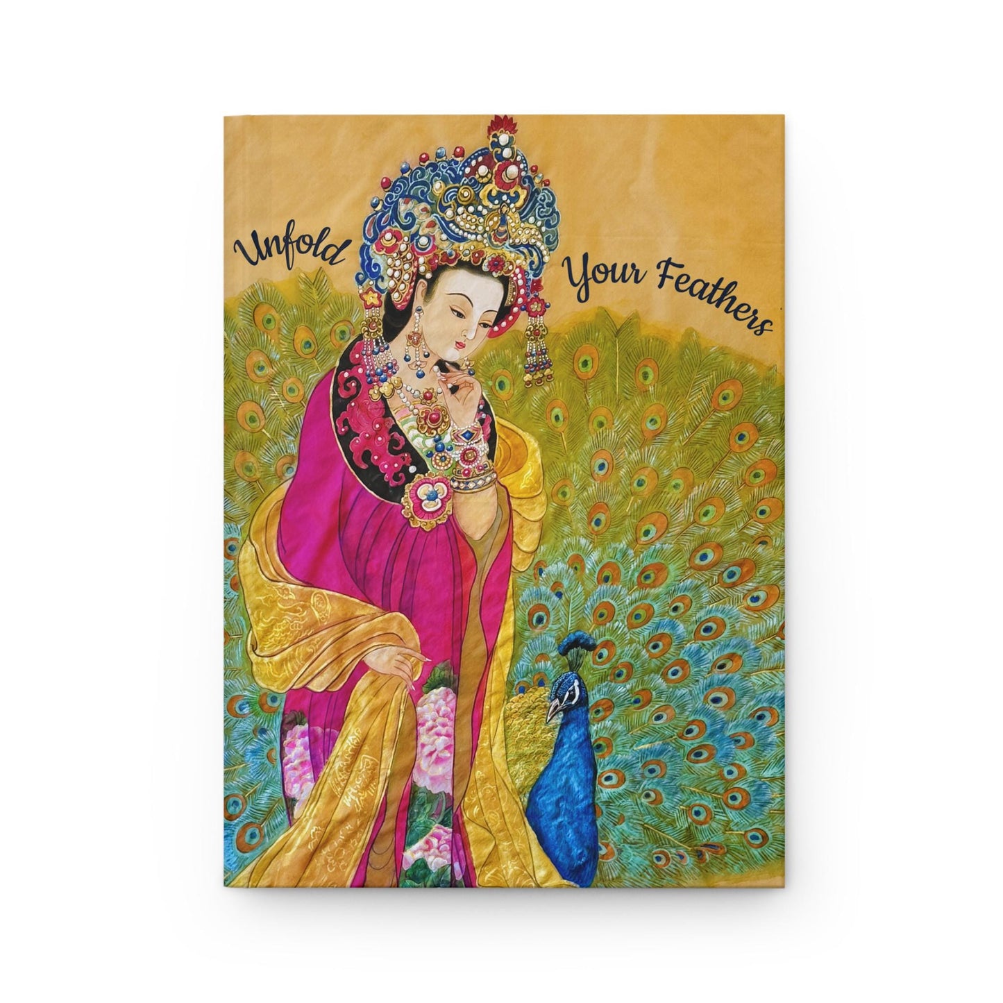 Chinese Empress & Peacock Painting Hardcover Journal | Unfold Your Feathers | Asian Watercolor Art by Xiang Li
