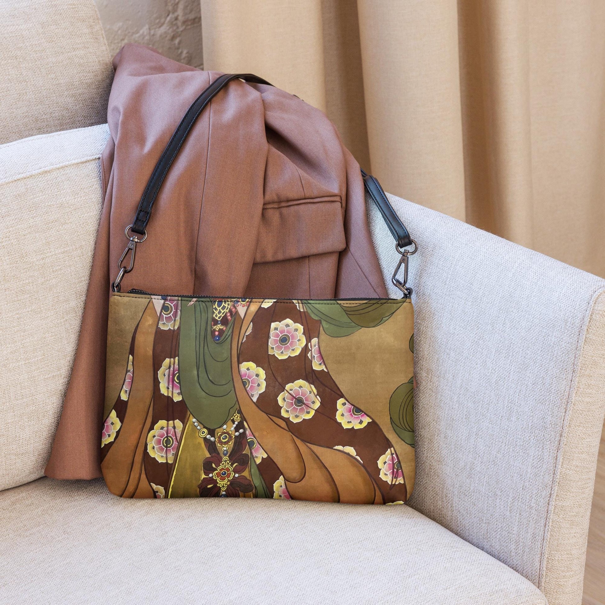 Crossbody bag- Watercolor art print - Colors and patterns on Silk