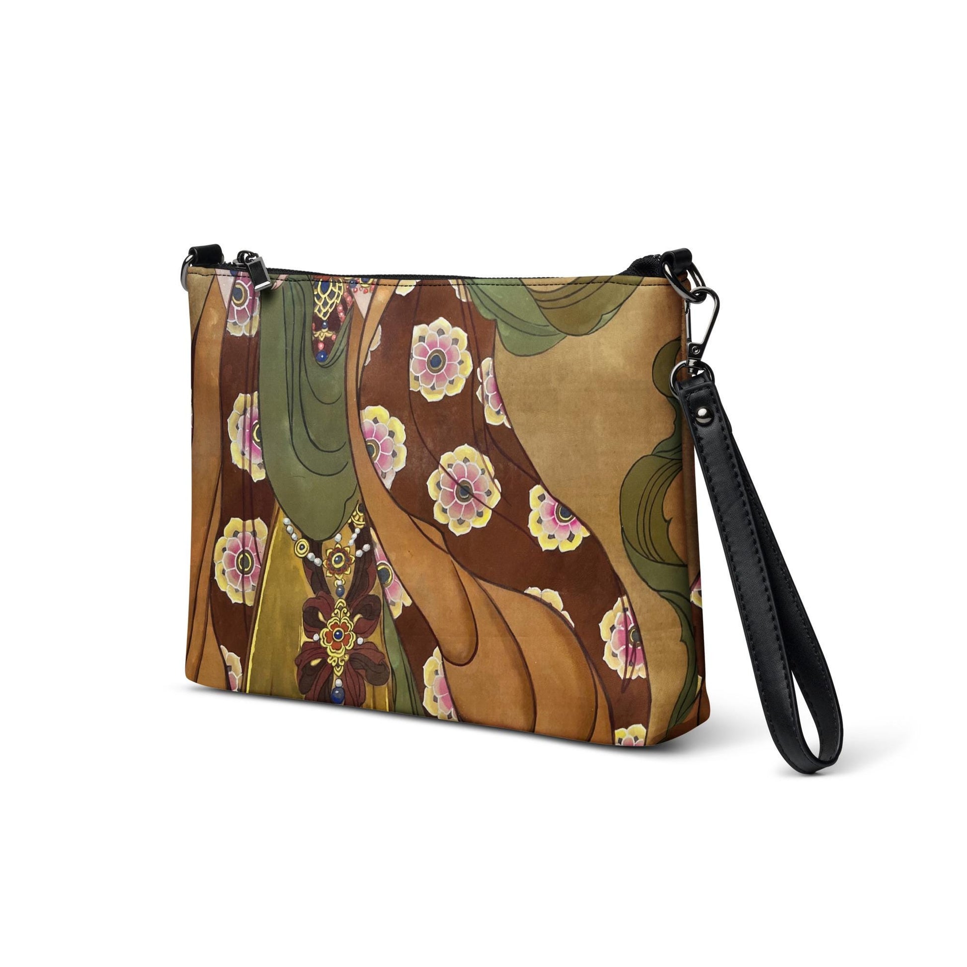 Crossbody bag- Watercolor art print - Colors and patterns on Silk