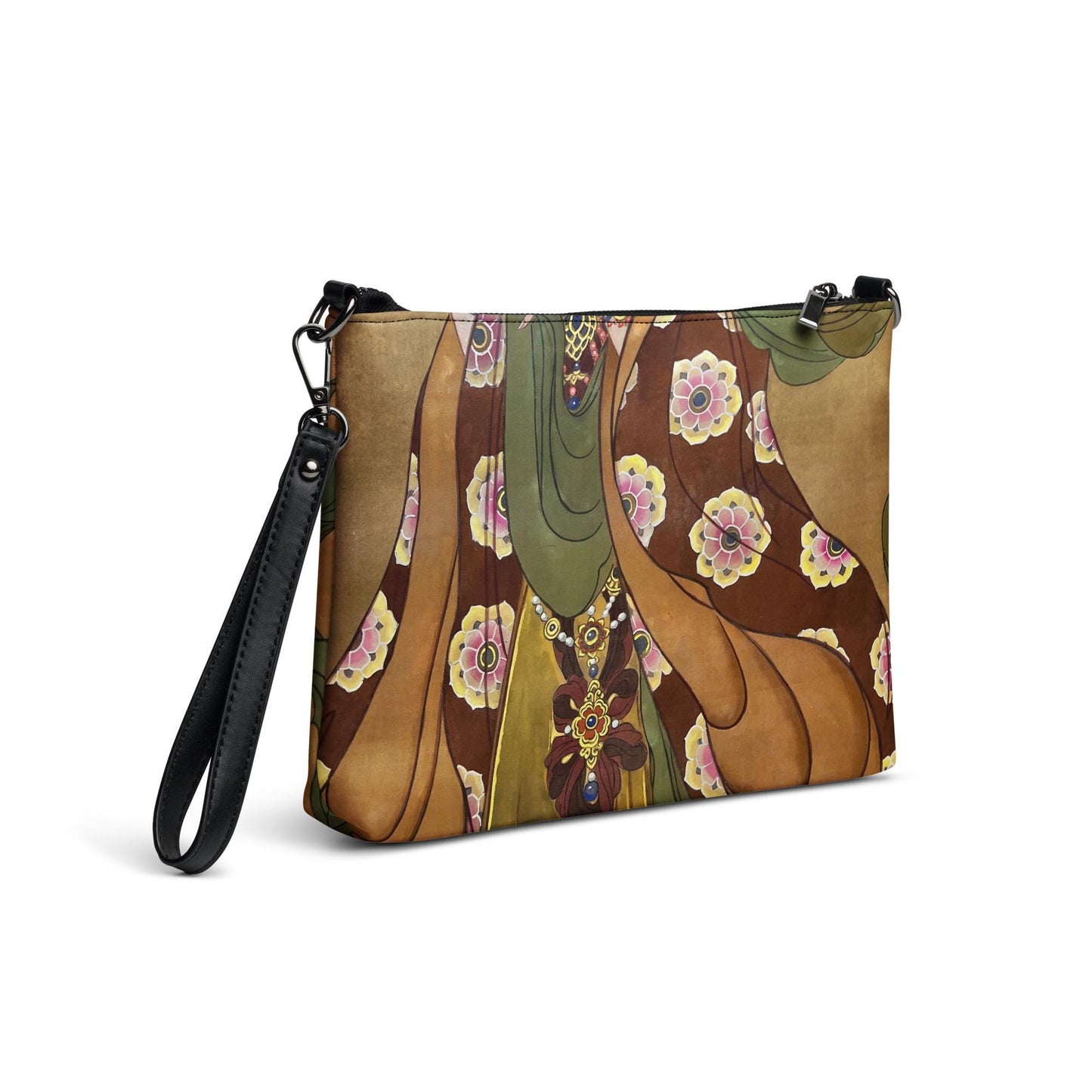 Crossbody bag- Watercolor art print - Colors and patterns on Silk
