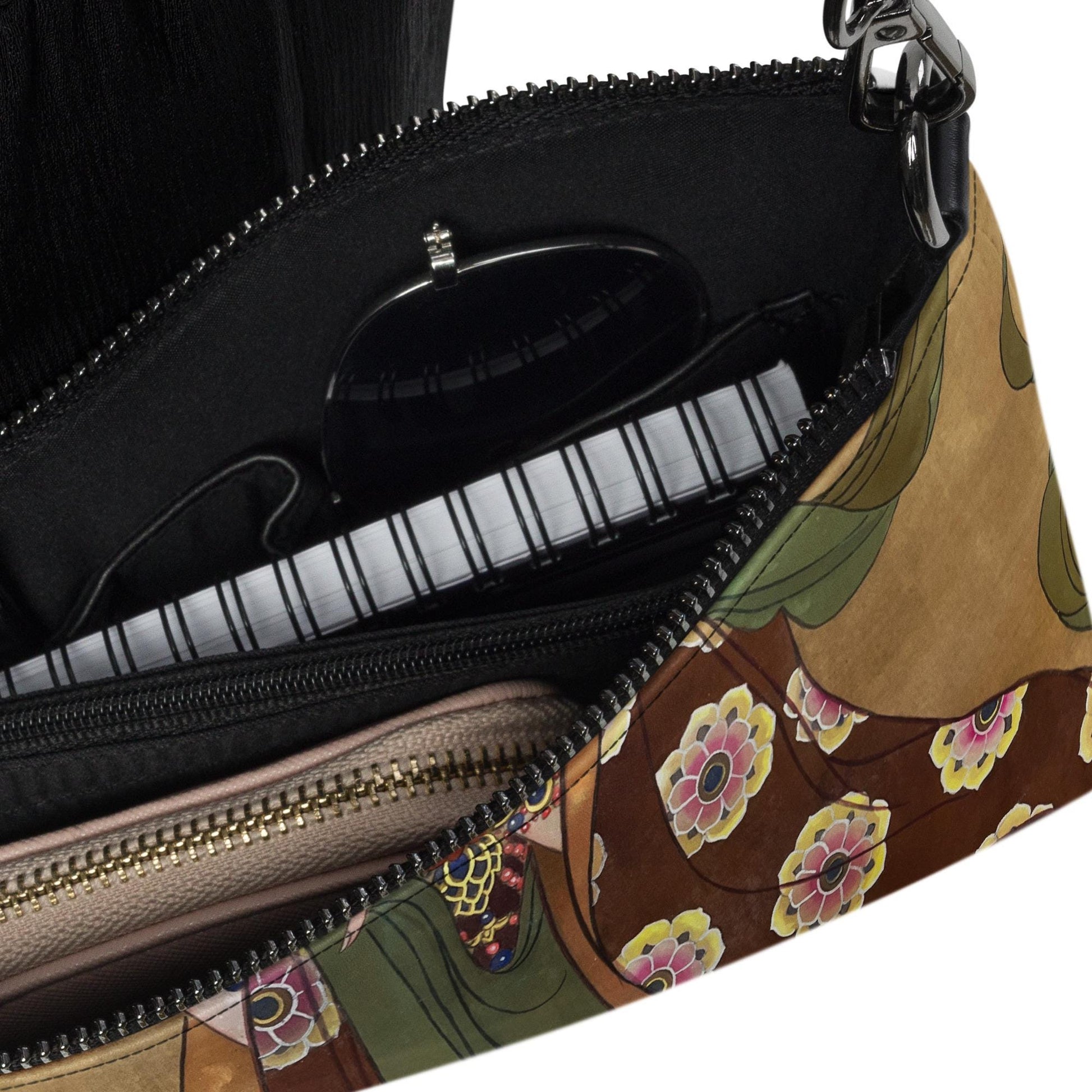 Crossbody bag- Watercolor art print - Colors and patterns on Silk