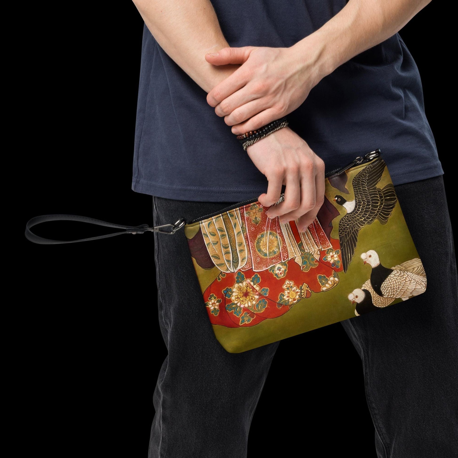 Crossbody bag - Auspicious Birds & Floral Court Motif - Watercolor Art by Xiang Li