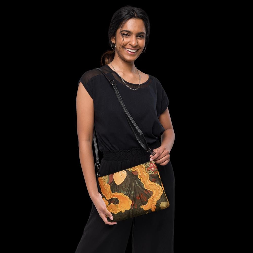 Crossbody bag - abstract swirls of silk - watercolor art by Xiang Li