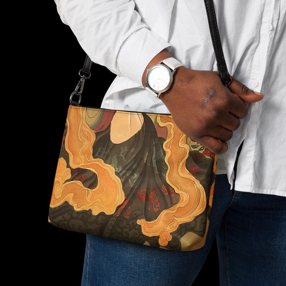 Crossbody bag - abstract swirls of silk - watercolor art by Xiang Li