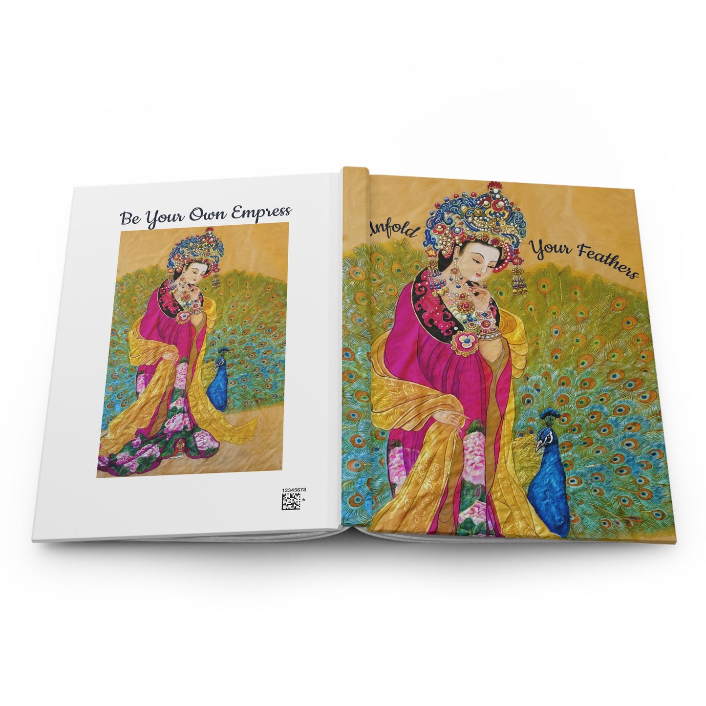 Chinese Empress & Peacock Painting Hardcover Journal | Unfold Your Feathers | Asian Watercolor Art by Xiang Li