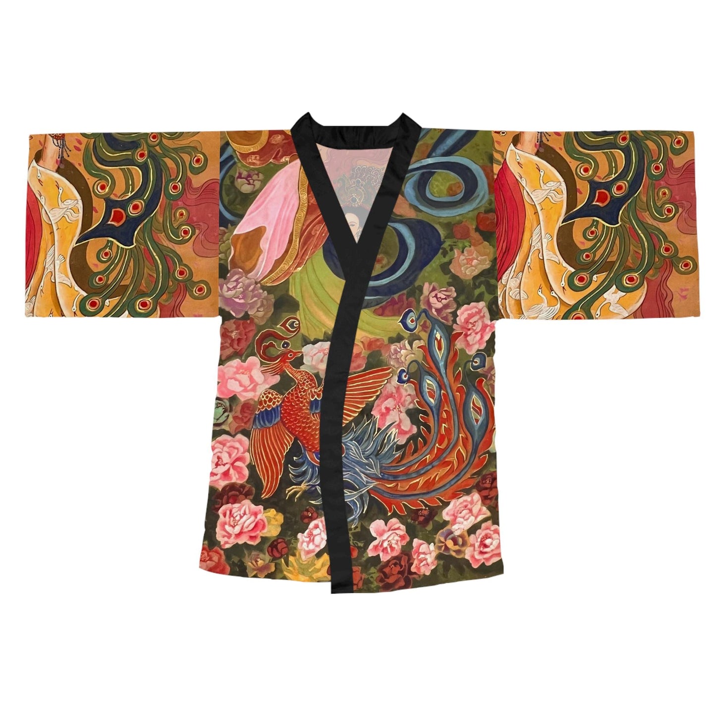 Floral Phoenix Warrior Horse Kimono Robe | Long Sleeve Kimono