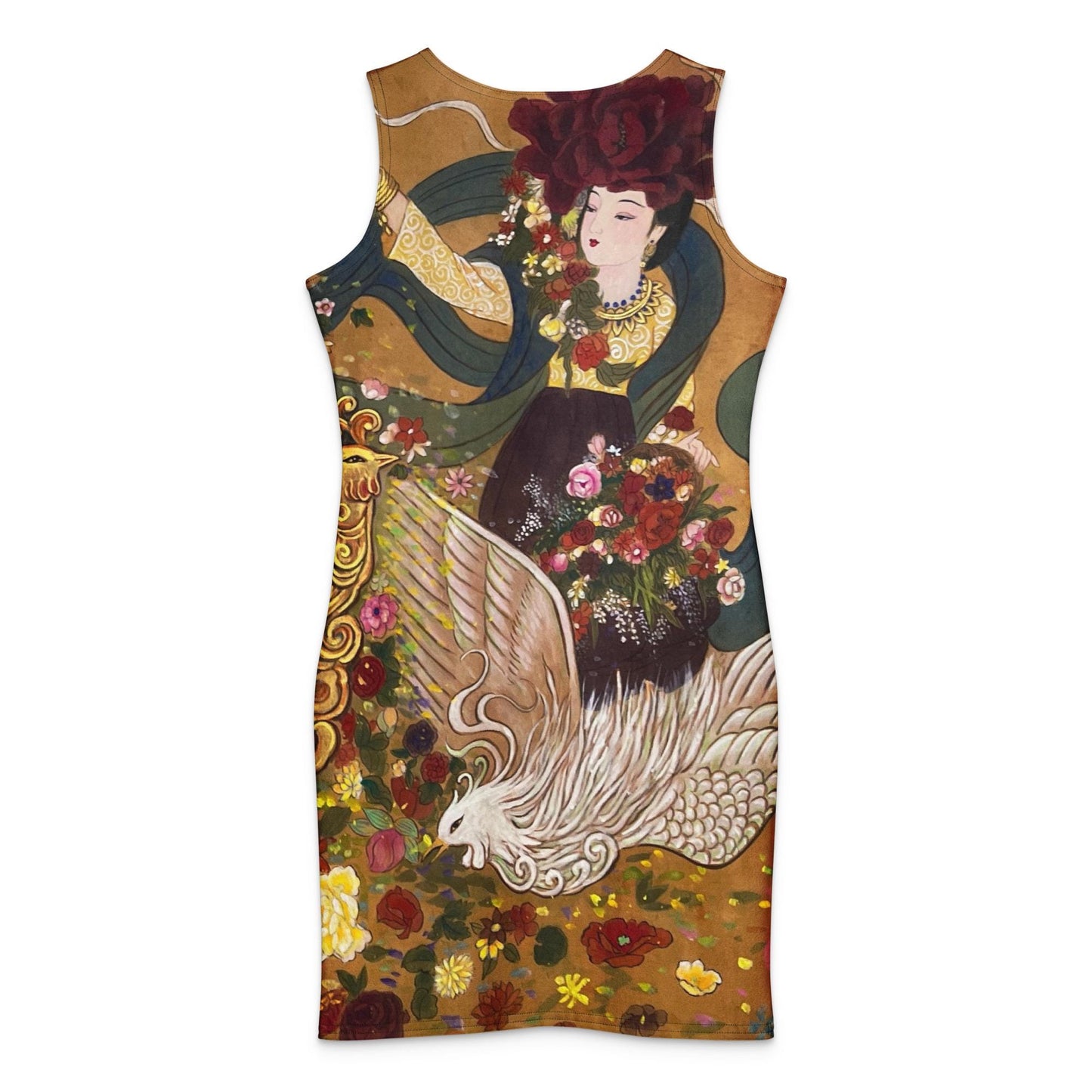 Golden Phoenix Empress Princess Cotton bodycon dress