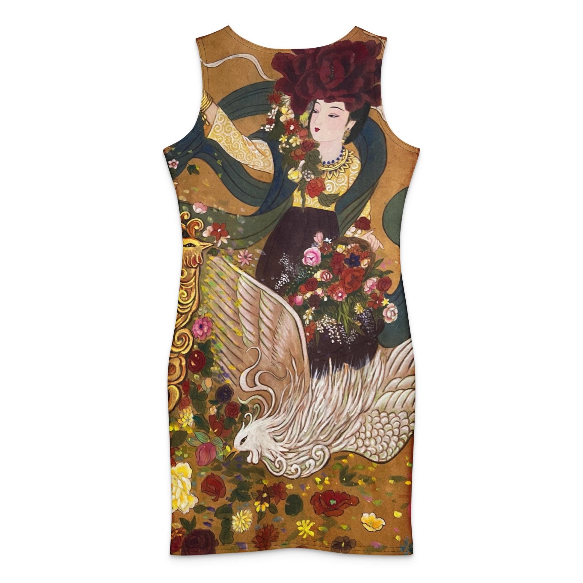 Golden Phoenix Empress Princess Cotton bodycon dress