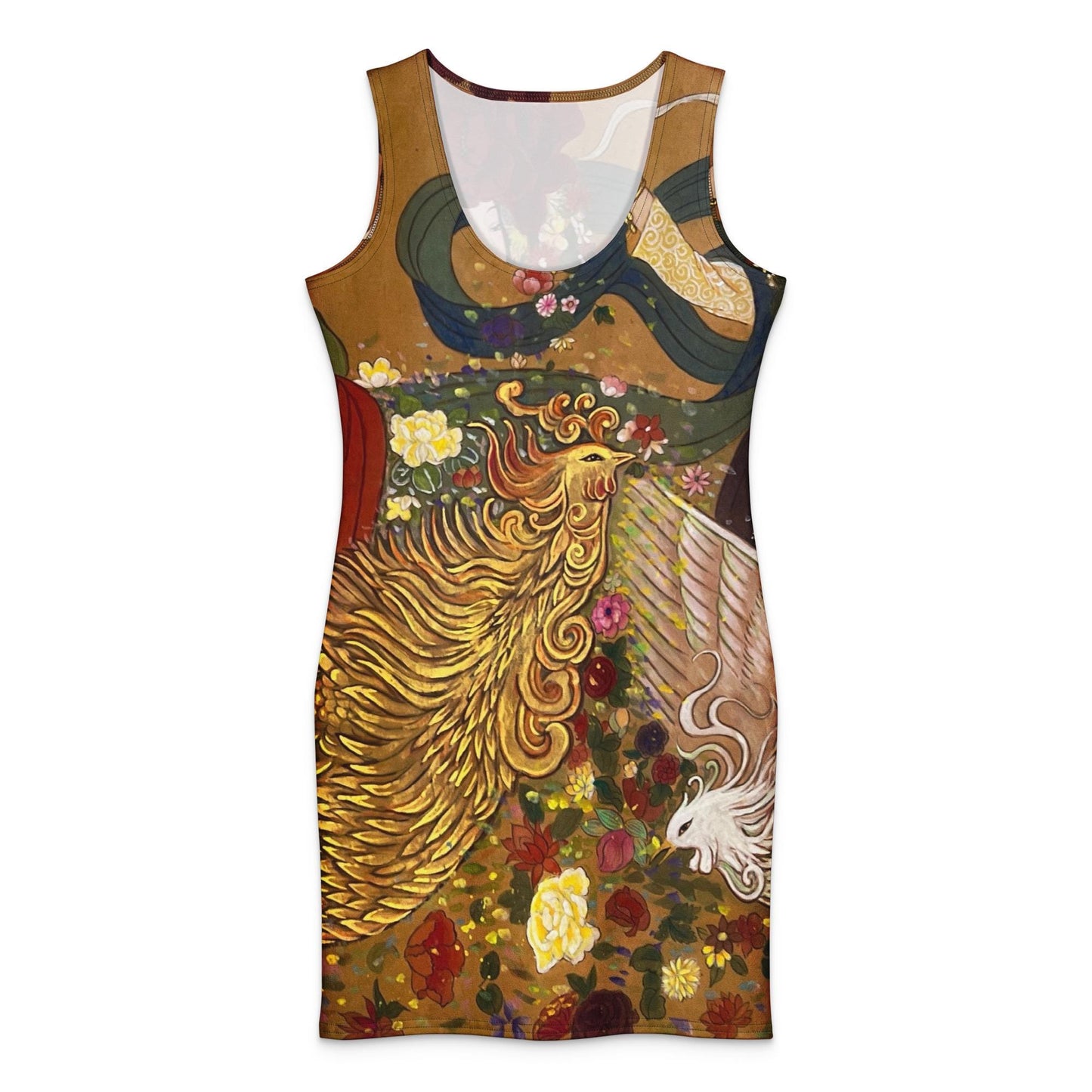 Golden Phoenix Empress Princess Cotton bodycon dress