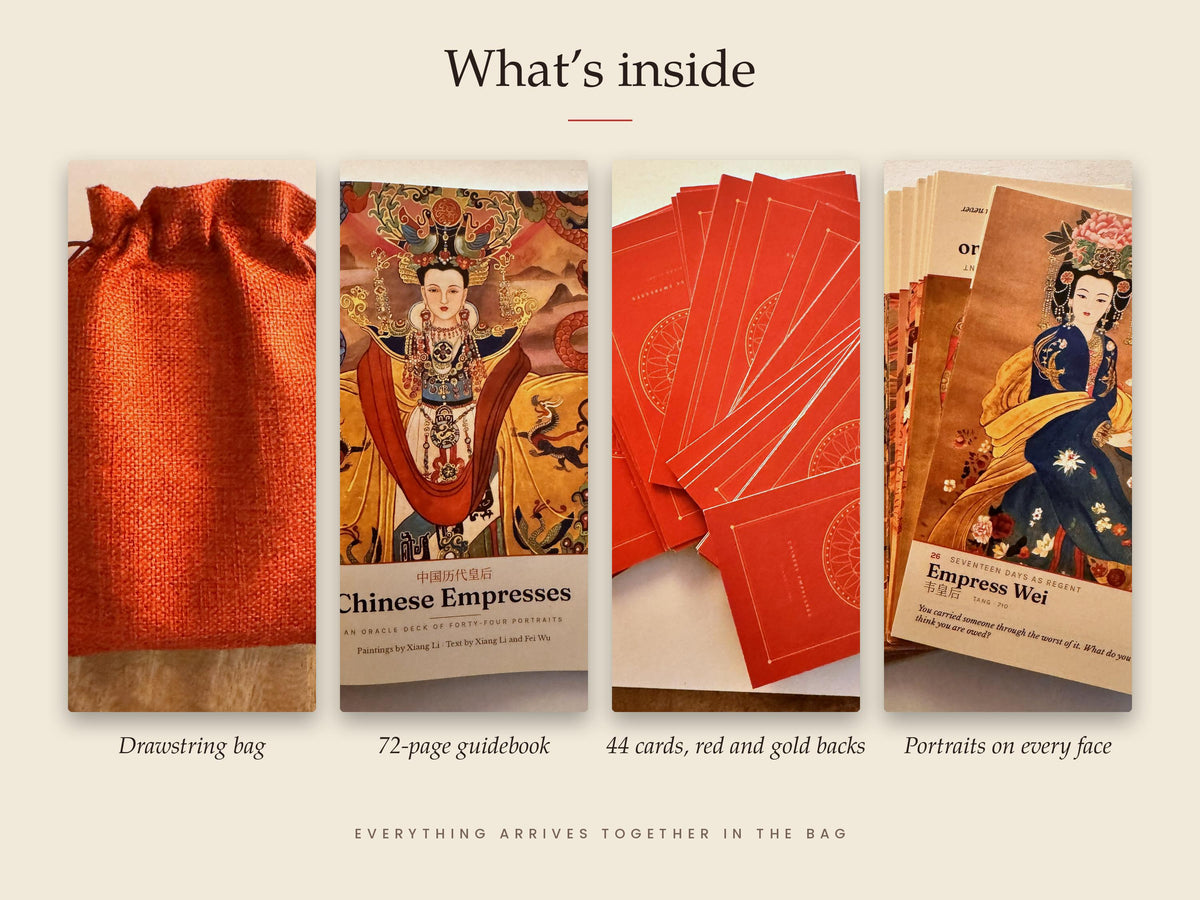 Chinese Empresses Oracle Deck, 44 Cards & 72-Page Guidebook, Hand-Painted Silk Portraits by Xiang Li, Chinese History Reflection Cards