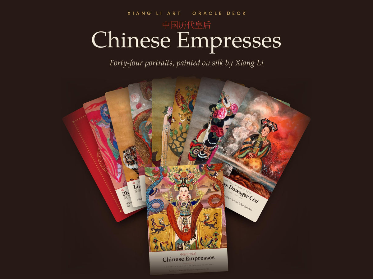 Chinese Empresses Oracle Deck, 44 Cards & 72-Page Guidebook, Hand-Painted Silk Portraits by Xiang Li, Chinese History Reflection Cards