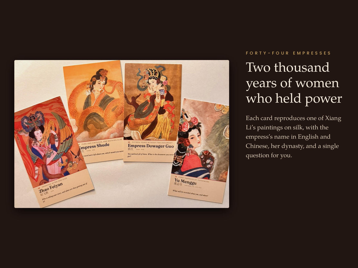 Chinese Empresses Oracle Deck, 44 Cards & 72-Page Guidebook, Hand-Painted Silk Portraits by Xiang Li, Chinese History Reflection Cards