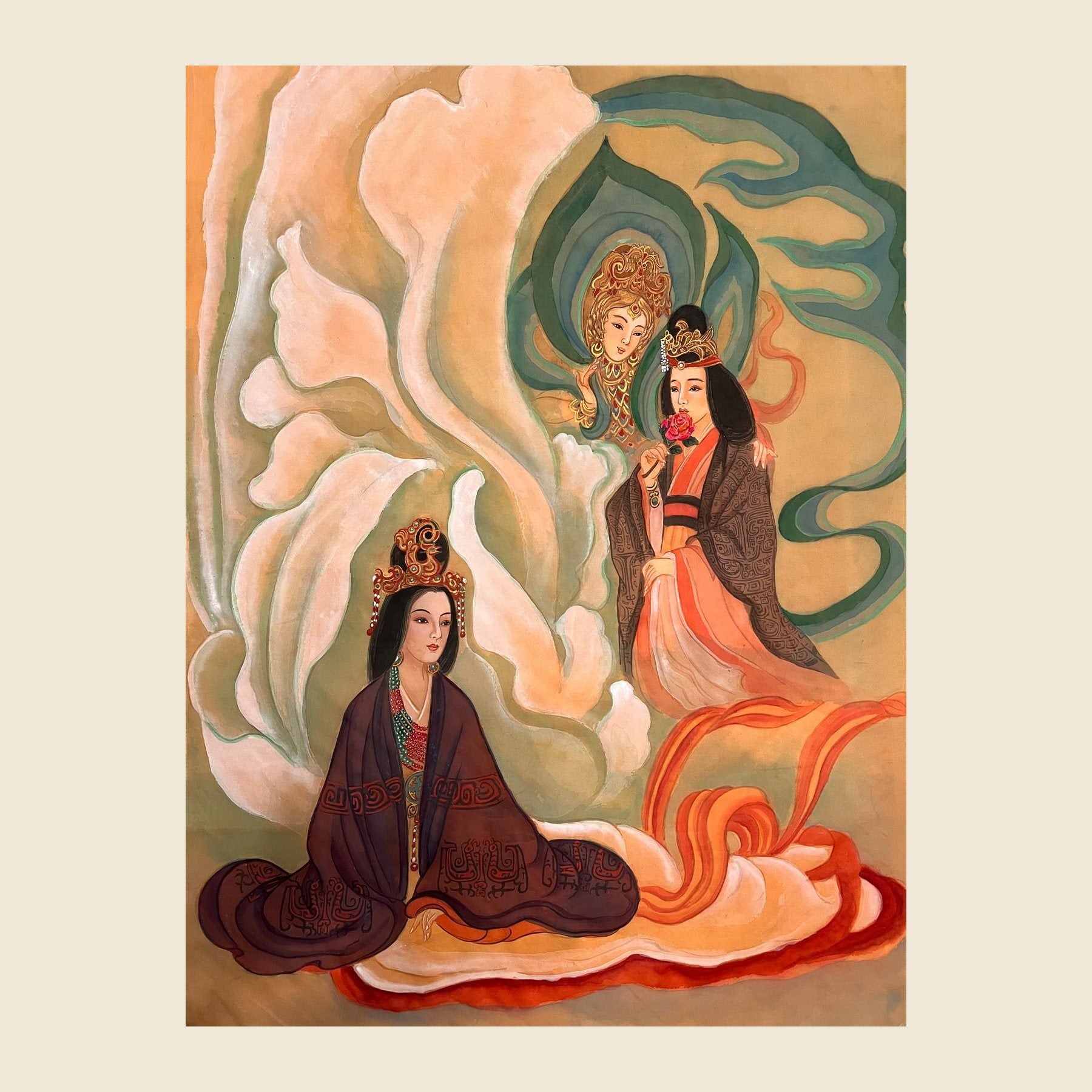 Empress Wu + Da Zhang + Xiao Zhang — silk portrait by Xiang Li