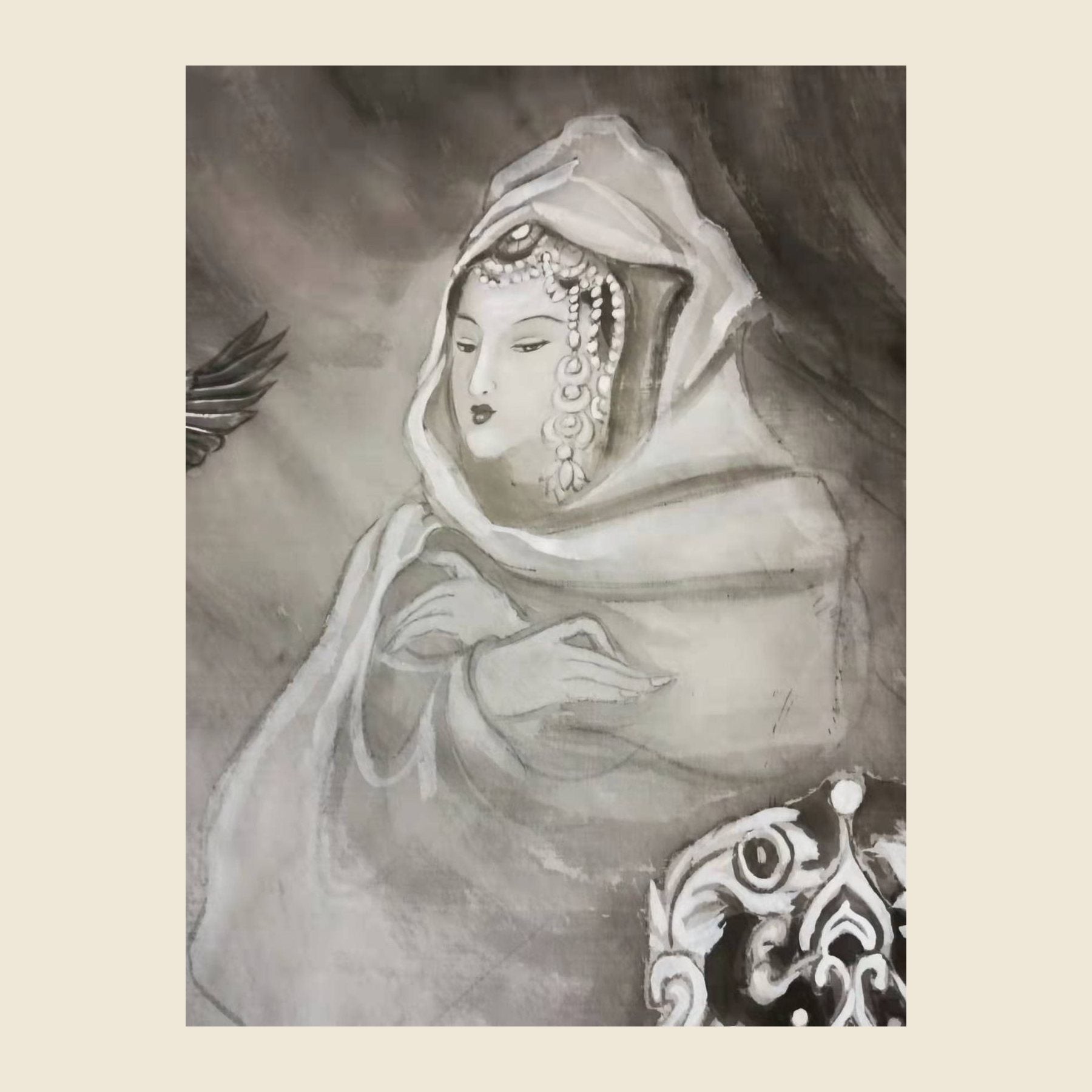 Empress Han — silk portrait by Xiang Li