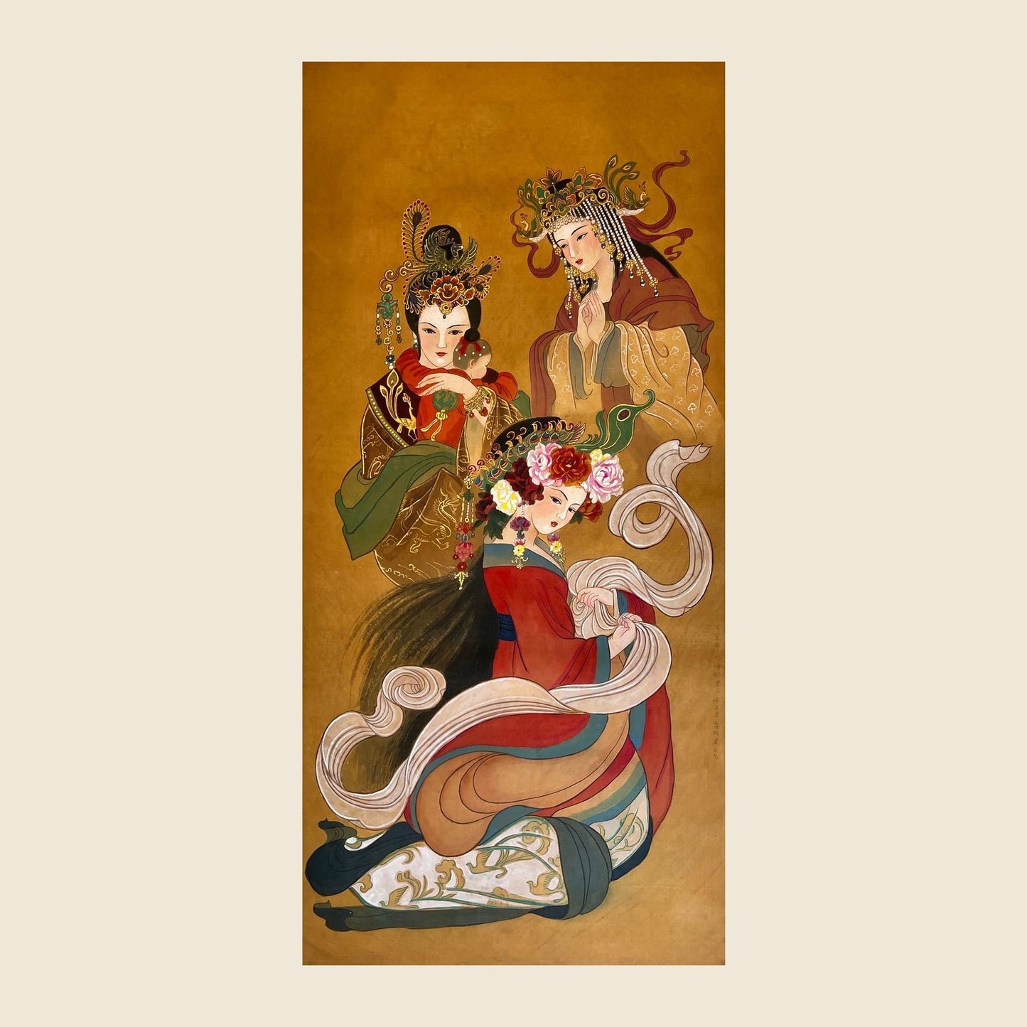 Xu Pingjun, Huo Chengjun and Empress Wang — silk portrait by Xiang Li