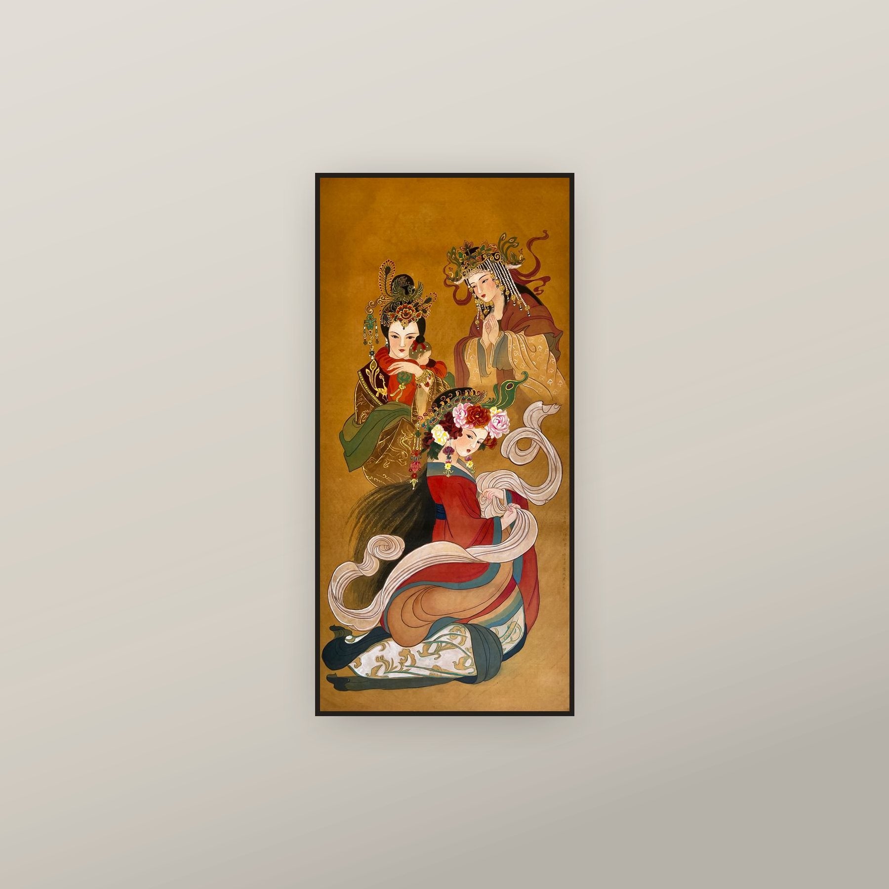 Xu Pingjun, Huo Chengjun and Empress Wang — shown framed on a wall
